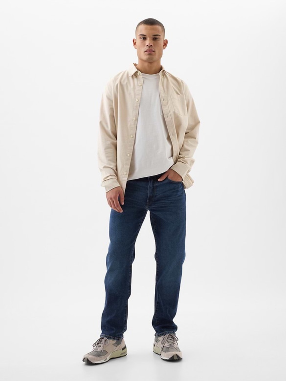 GAPflex Men’s Straight Jeans in Dark Blue Wash